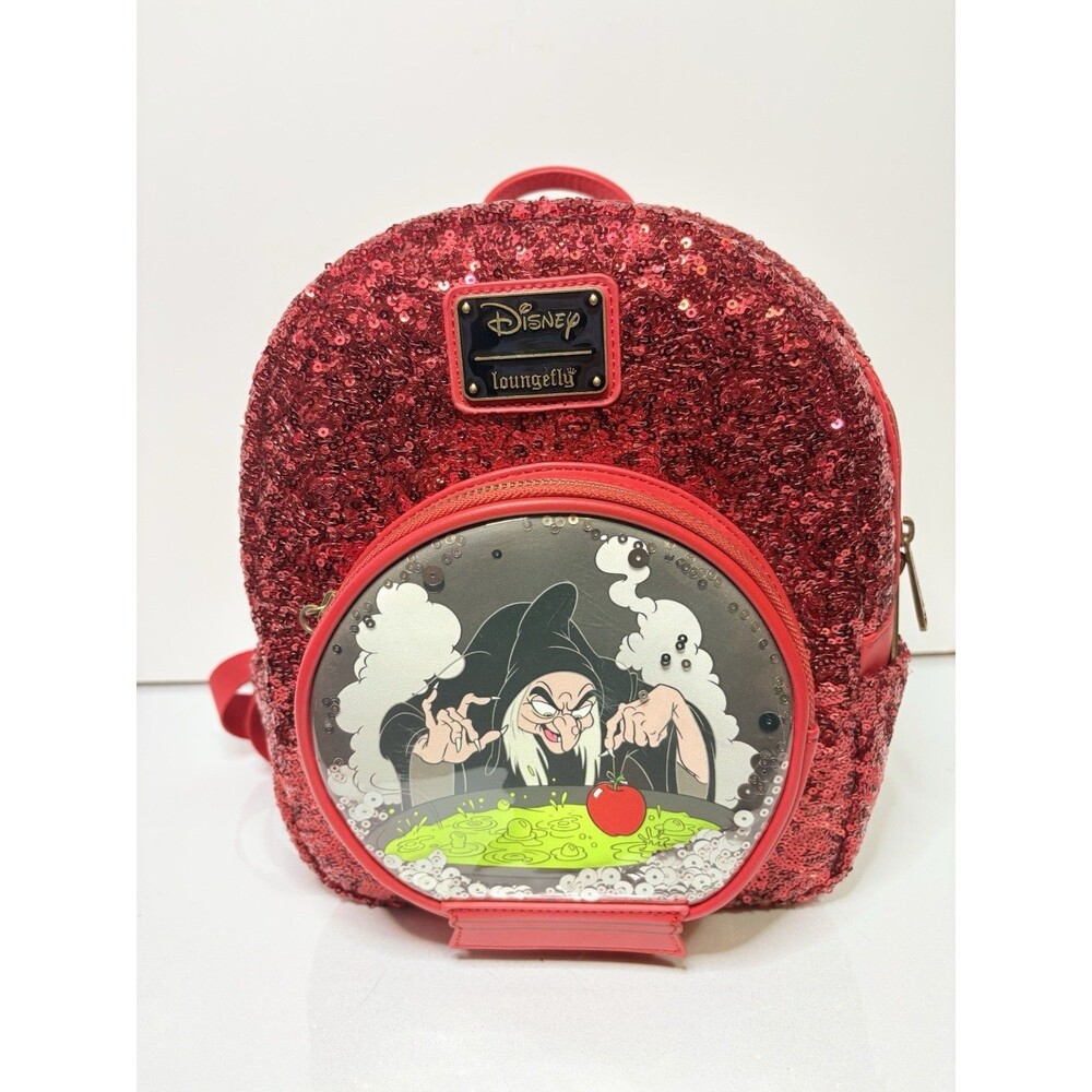 Loungefly Disney Snow White Evil Queen Snow Globe Sequin Mini Backpack Rare